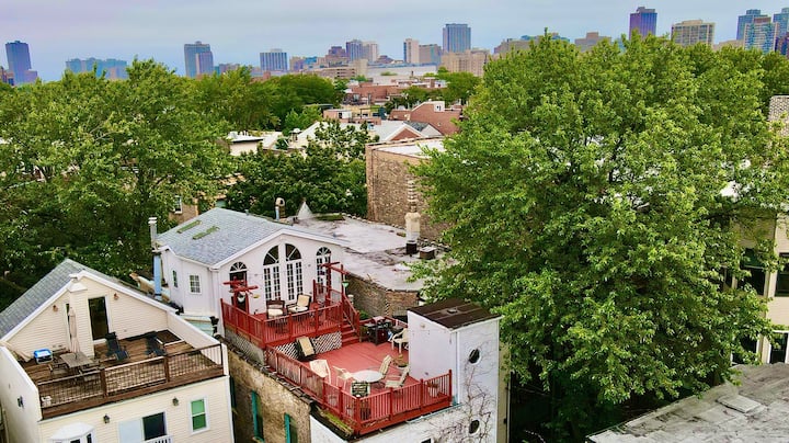 Private penthouse suite with skyline view
