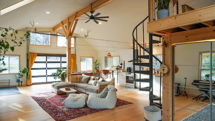 “Design Retreat w/ Sauna + Hot Tub • Walkable”