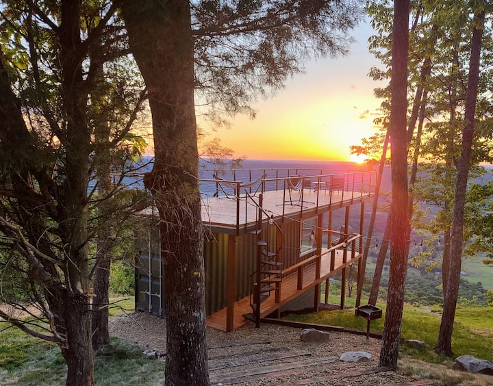The Cloud 9 Rooftop Deck at On The Rocks Tiny Home