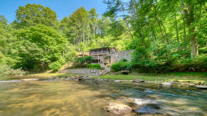 Wide Rushing Creek | Hot Tub | Creekside Fire-Pit