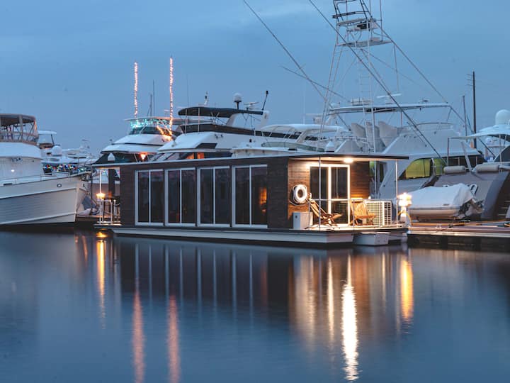 Modern Houseboat On the water