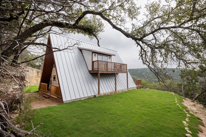 Hillside A-Frame w/ Hill Country Views!