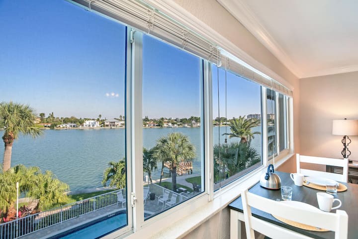 Spectacular beach to bay views from this resort.