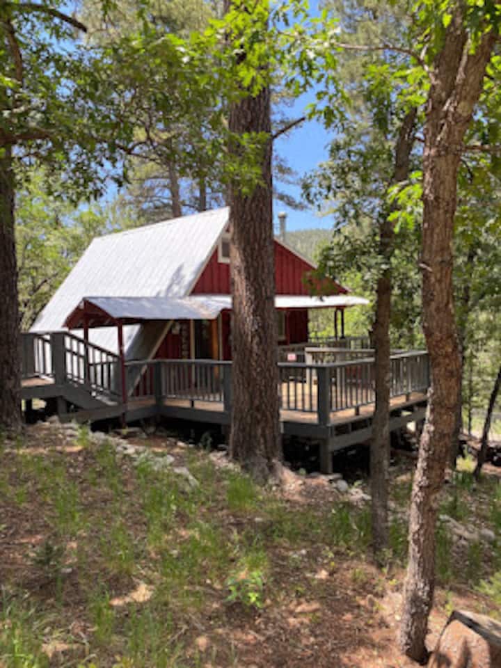 Cheerful and well stocked cabin with loft and bath