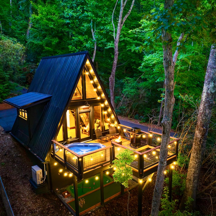 A-frame Getaway | Hot Tub | Mtn Views & Spa Bath
