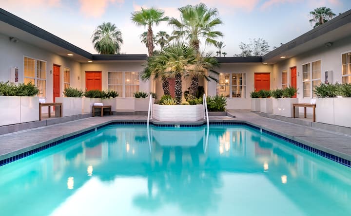 Mid-Century 2BR + Pool • Walk to Downtown